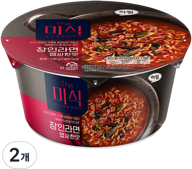 더미식 장인라면 맵싸한맛 컵라면 126g, 2개