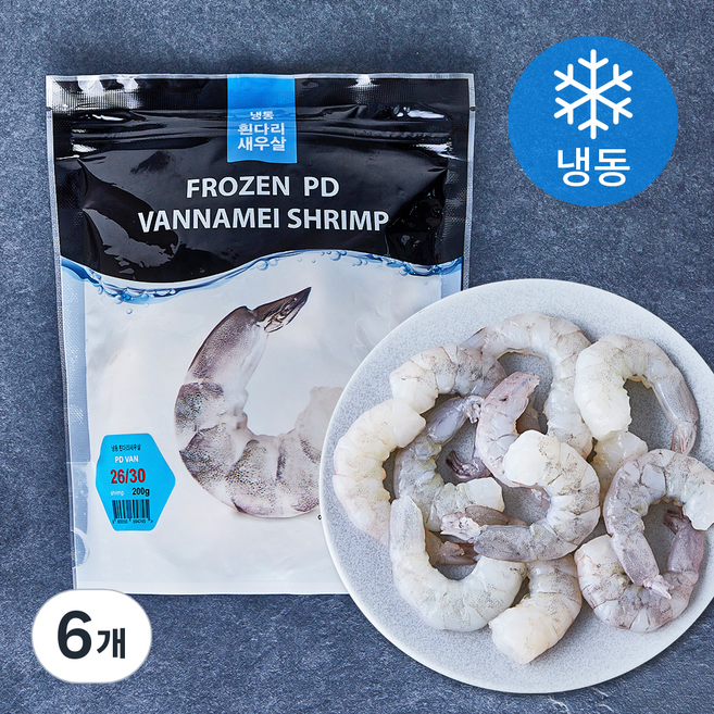 흰다리새우살 26 / 30 (냉동), 200g, 6개