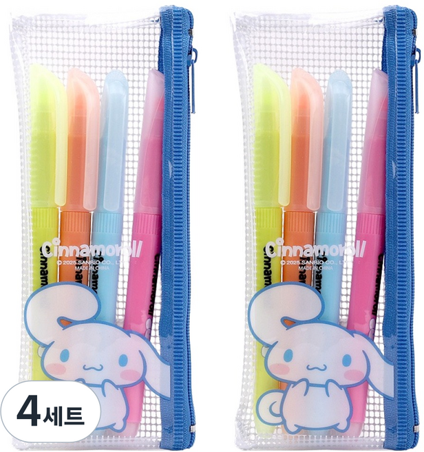 三麗鷗明星 彈性體 4色螢光筆組, 大耳狗喜拿, 4袋裝