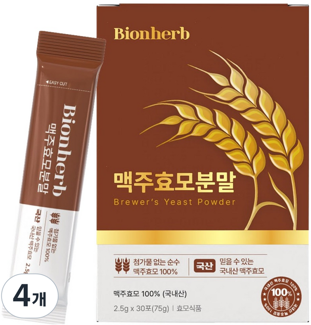 Bionherb 啤酒酵母粉末/粉狀條, 4個, 30包