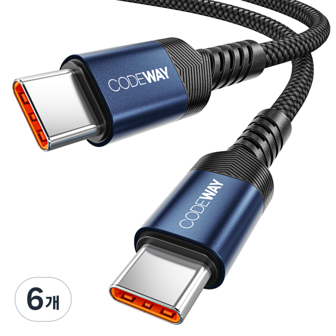CODEWAY PD 60W C to C Type 超高速充電線, 6個, 藍色, 0.6m