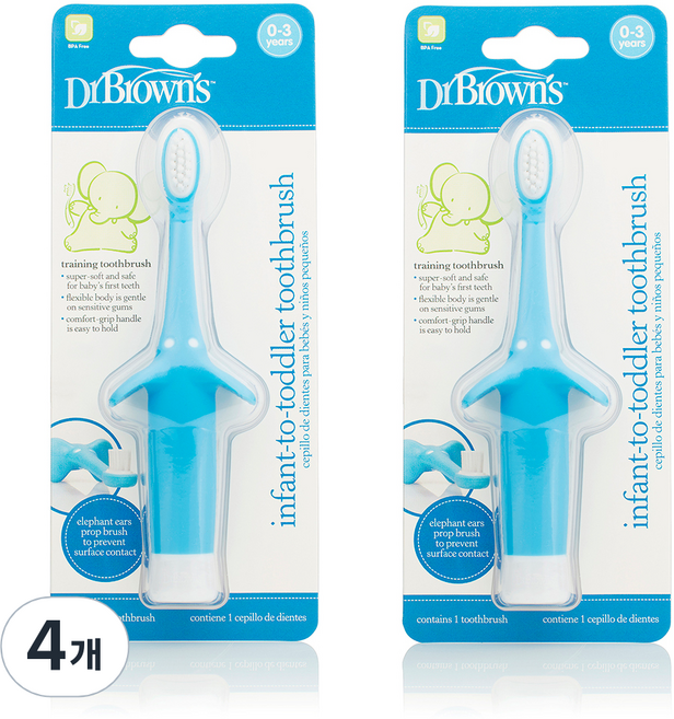 닥터브라운 트레이닝 유아 칫솔, 블루, 4개, 1개입