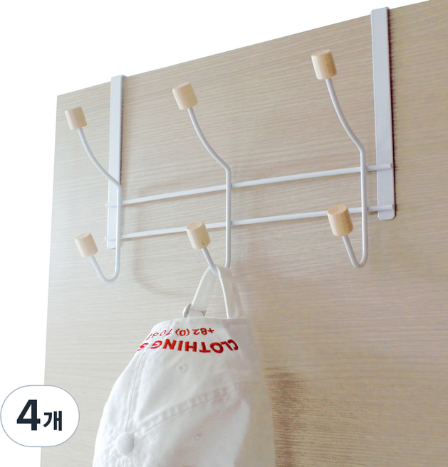 선우랜드 우드볼 도어훅 6구, 화이트, 4개