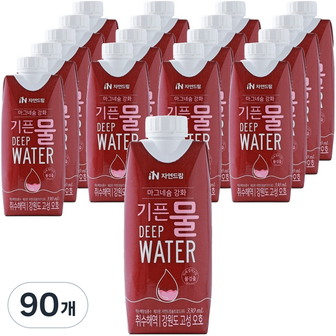 기픈물 자연드림 마그네슘 강화 종이팩 해양심층수, 330ml, 90개