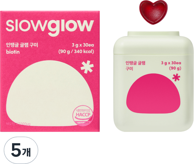 슬로우글로우 인탱글 글램 구미 3g, 30정, 5개