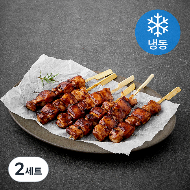 푸드랩플러스 고꼬치 떡닭 닭꼬치 50g x 6개입 + 소스 60g 세트 (냉동), 360g, 2세트