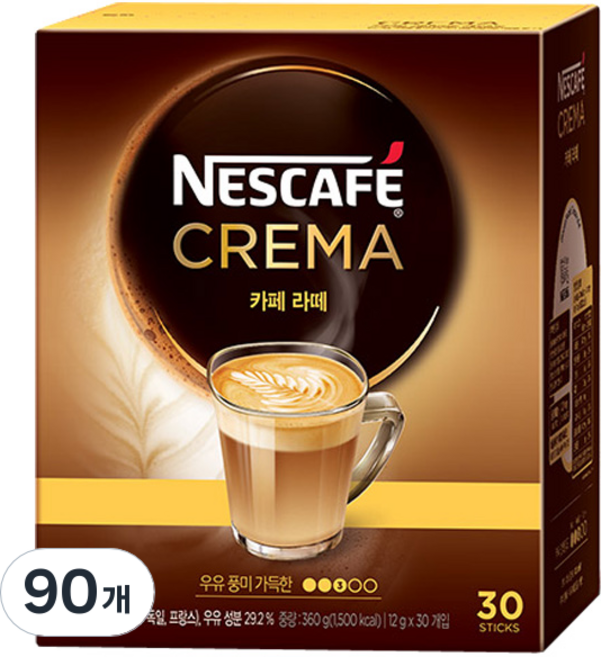 네스카페 크레마 카페라떼 믹스, 12g, 30개입, 3개
