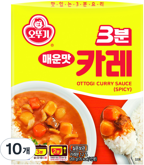 오뚜기 3분카레 매운맛, 200g, 10개