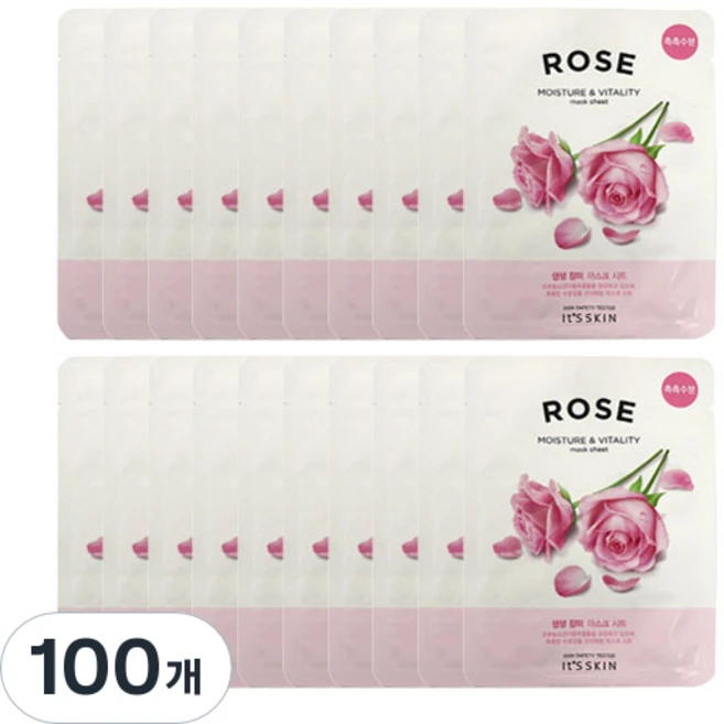 잇츠스킨 생생 장미 마스크 시트 20g, 1개입, 100개 - 쿠팡