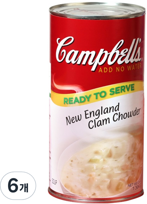 캠벨스 뉴잉글랜드 클램 차우더 스프, 6개, 1.36kg