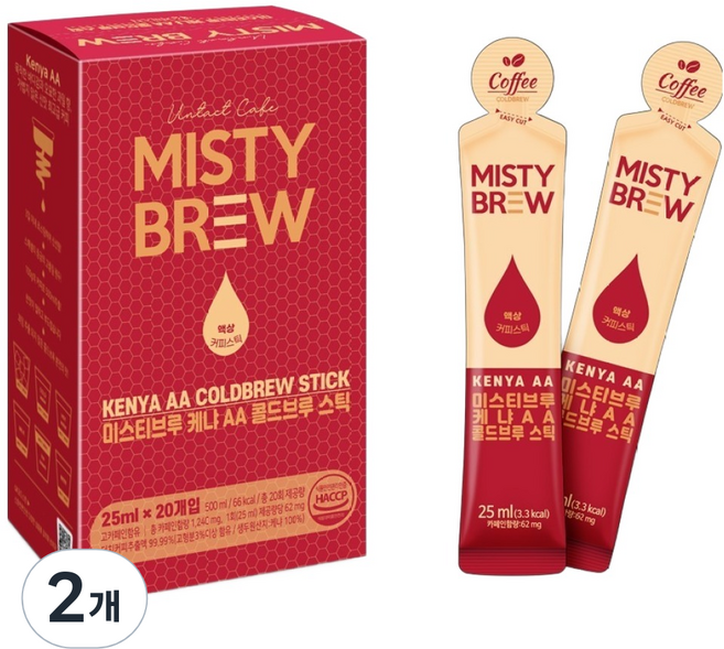 미스티브루 케냐AA 콜드브루 스틱 커피, 2개, 20개입, 25ml