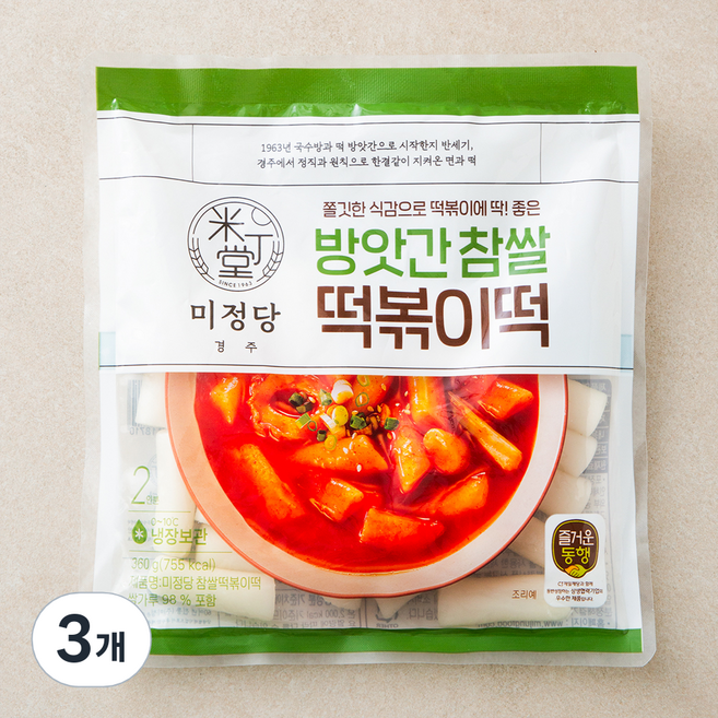 즐거운동행 미정당 참쌀떡볶이떡, 360g, 3개