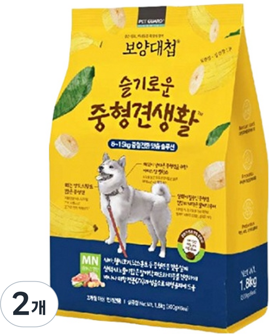 펫가드보양대첩 슬기로운 중형견생활 건식사료, 1.8kg, 오리, 2개