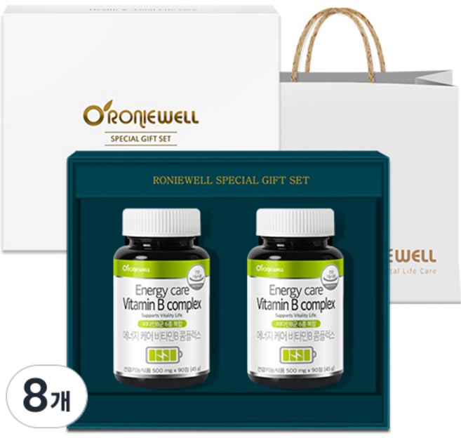 로니웰 에너지케어 비타민B 콤플렉스 선물세트 + 쇼핑백, 90정, 8개