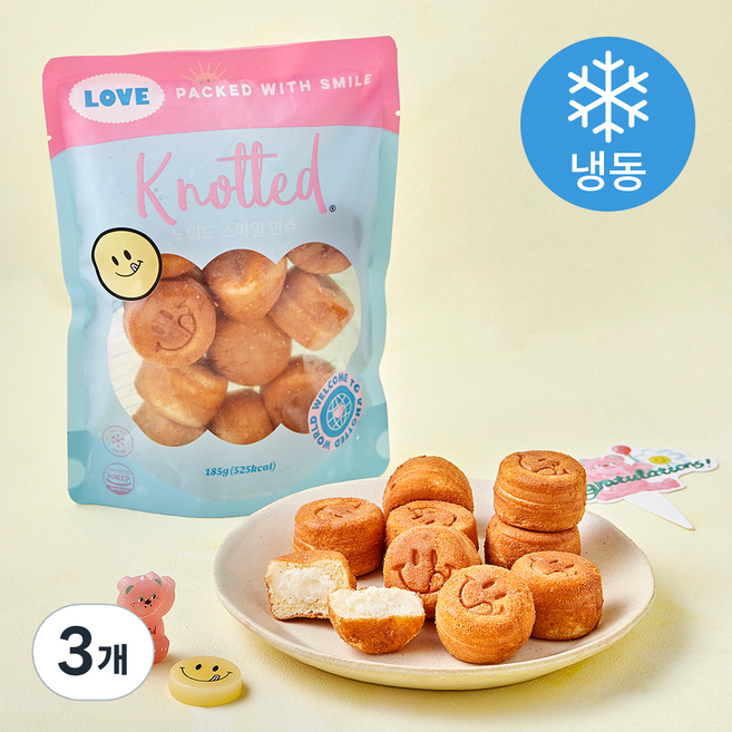 노티드 스마일 만쥬 (냉동), 185g, 3개, 1개입