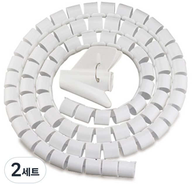 마켓플랜 롤 케이블 정리커버, 2세트, 화이트