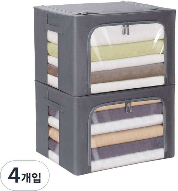 코멧 홈 프리미엄 옥스퍼드 리빙박스, 그레이, 4개