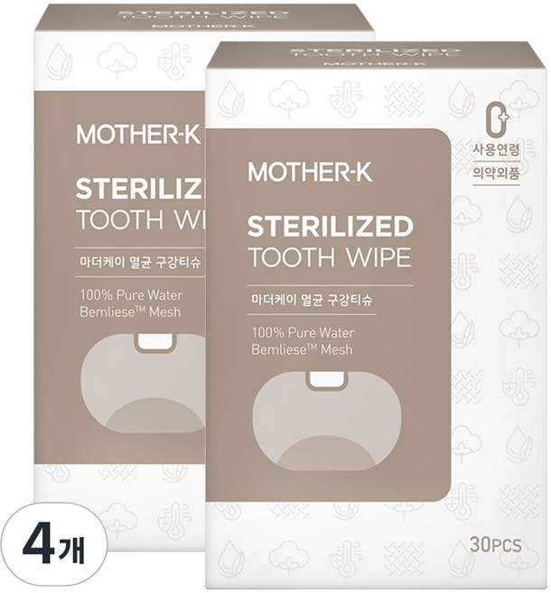 마더케이 멸균 구강티슈 30p, 120g, 30개입, 4개