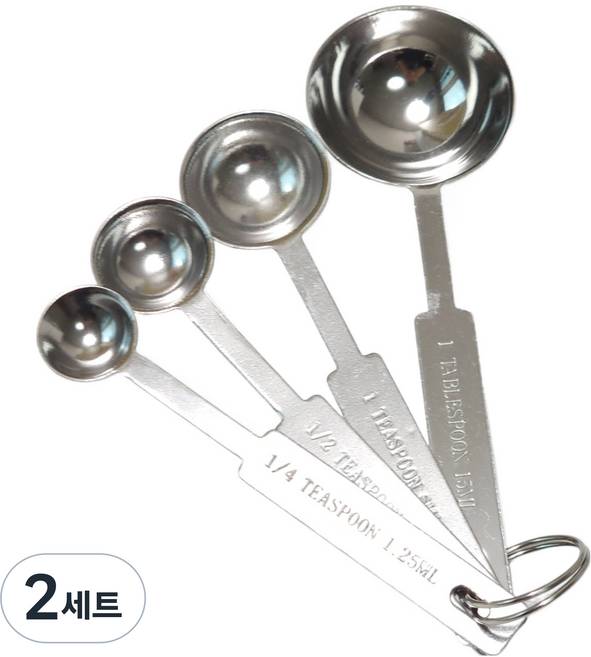 빈플랜트 베이킹 카페 계량 스푼 스테인리스 4종 세트, 2세트