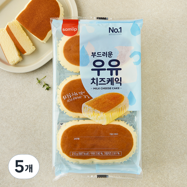 삼립 부드러운 우유 치즈케익, 70g, 3개입, 5개
