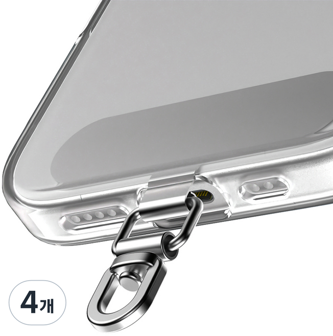 구스페리 핸드폰 스트랩 태그홀더, 실버, 4개