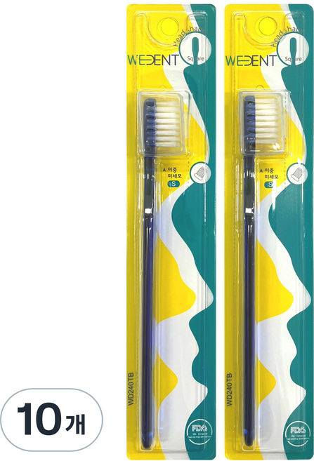 위덴 사각헤드 이중 미세모 칫솔 네이비, 1개입, 10개