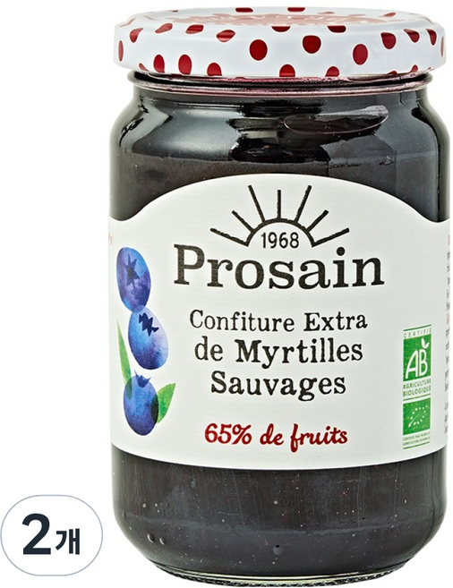 프로상 유기농 와일드 블루베리잼, 350g, 2개