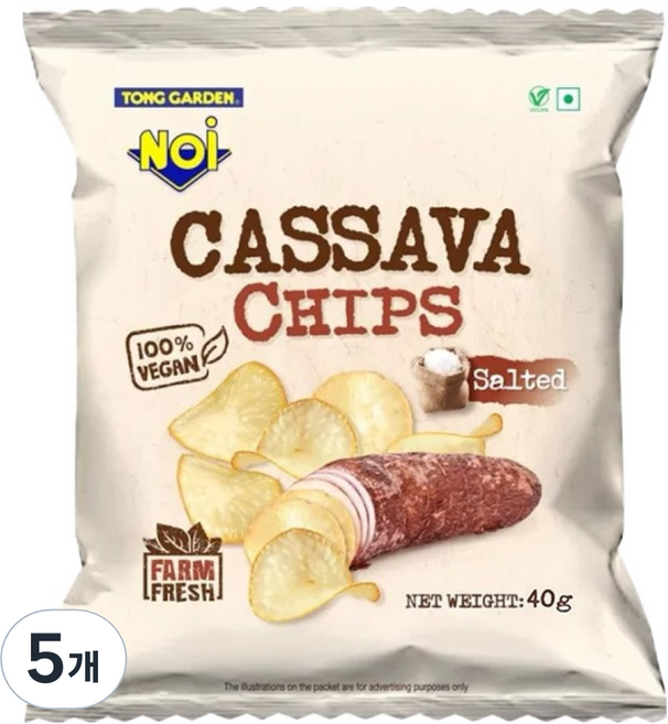 엔오아이 통가든 솔티드 카사바 칩, 40g, 5개
