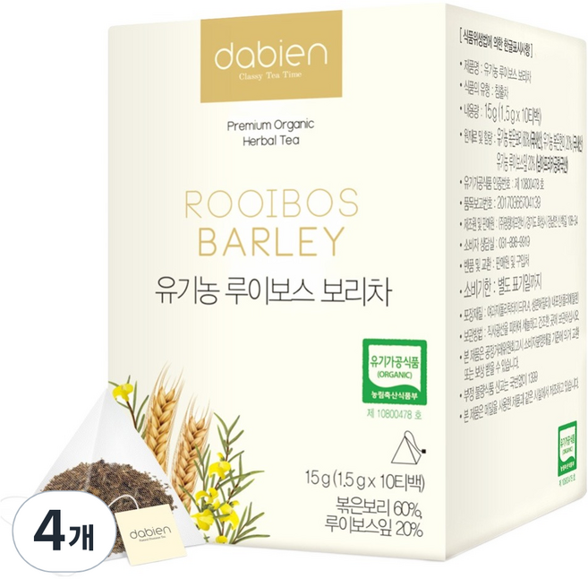 다비앙 유기농 루이보스 보리차, 1.5g, 10개입, 4개