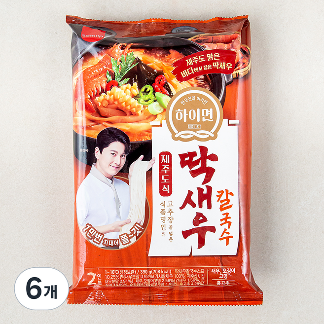 삼립 하이면 제주도식 딱새우 칼국수 2인분, 6개, 390g