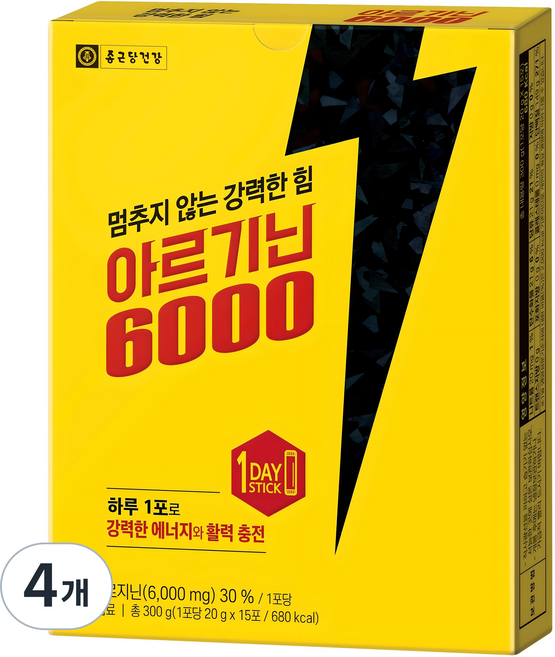 종근당건강 아르기닌 6000 15p, 300g, 4개