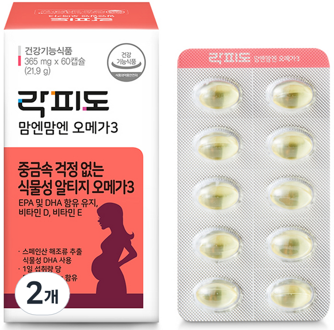 락피도 정품 맘엔맘엔 오메가 3, 60정, 2개