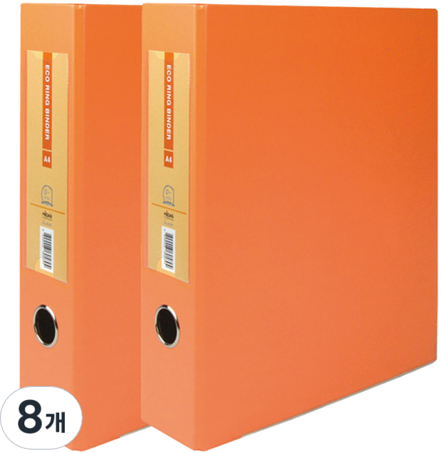 마이다스 D링 바인더 파일 명찰형 7cm 3공 A4, 주황색, 8개