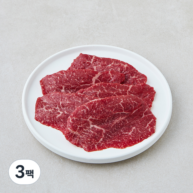 횡성한우 1+등급 얇은 설도구이 (냉장), 3팩, 300g