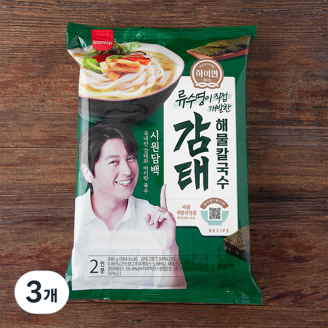 삼립 하이면 감태 해물 칼국수 2인분, 390g, 3개
