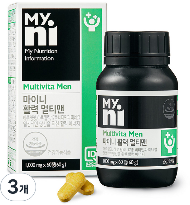 Myni 活力多效男士 60g, 60錠, 3個