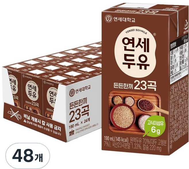 연세두유 든든한끼 23곡, 190ml, 48개