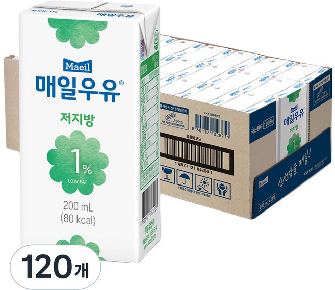 매일우유 멸균 저지방 1%, 200ml, 120개