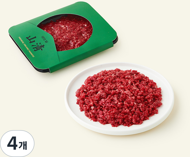 유기축산물 인증 산청 한우 칼다짐육 1등급 (냉장), 200g, 4개