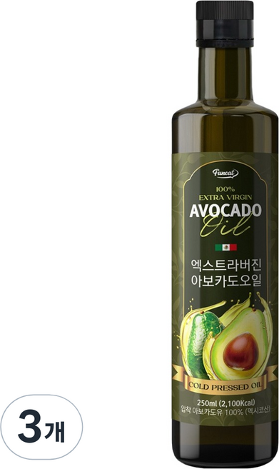 Funeat 特級初榨HASS哈斯品種酪梨油, 3個, 250ml