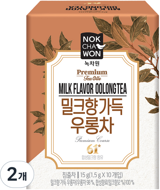녹차원 밀크향가득 우롱차, 1.5g, 10개입, 2개