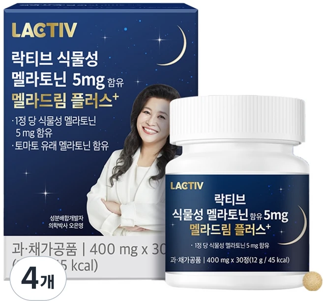 락티브 식물성 멜라토닌 5mg 함유 멜라드림 플러스, 30정, 4개 - 쿠팡