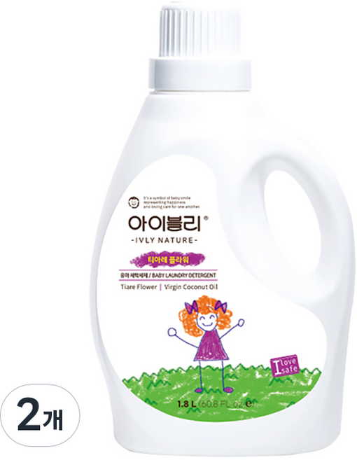 아이블리네이쳐 코코넛 오일 성분 유아세제 티아레 플라워향, 1.8L, 2개