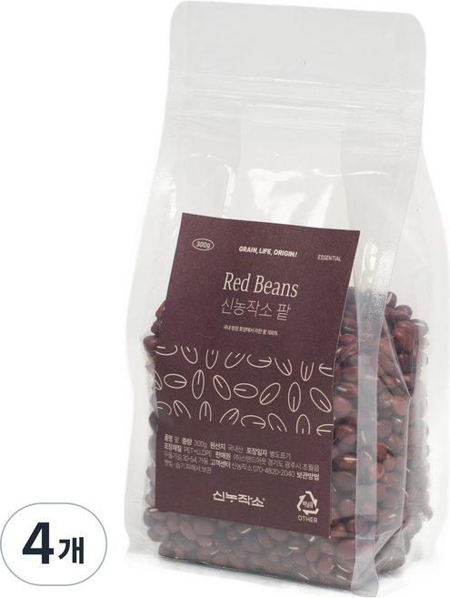 신농작소 국내산 팥, 300g, 4개