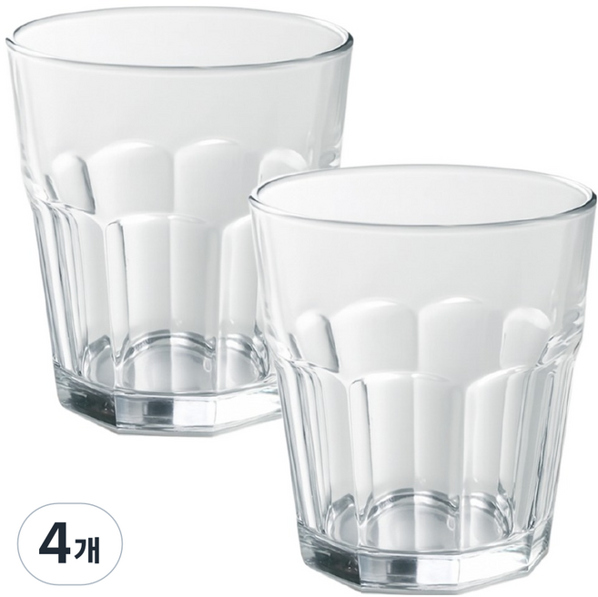 리빙메이트 트라이탄 팔각 물컵 270ml, 투명, 4개
