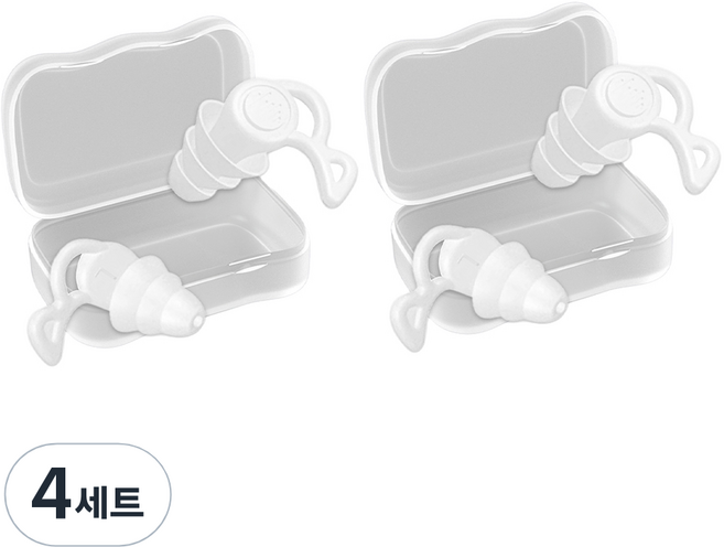 도도리치 소음 차단 수면 귀마개 양쪽 화이트 + 케이스 세트, 4세트