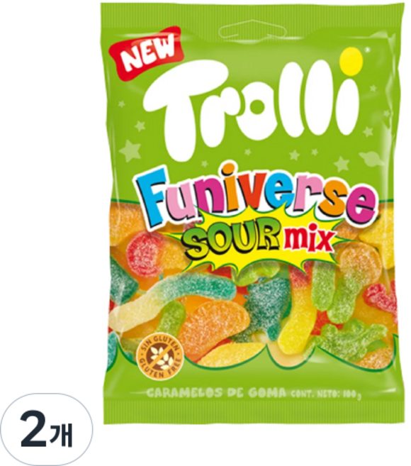 트롤리 퍼니벌스 사우어믹스 젤리, 100g, 2개