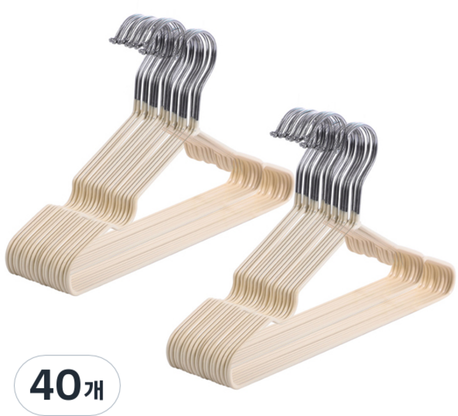 에이비엠코리아 논슬립 코팅 옷걸이 소형, 베이지, 40개