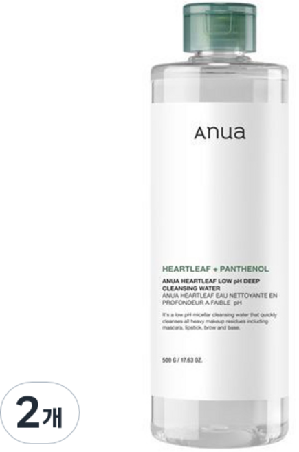 아누아 어성초 약산성 딥 클렌징 워터, 500g, 2개