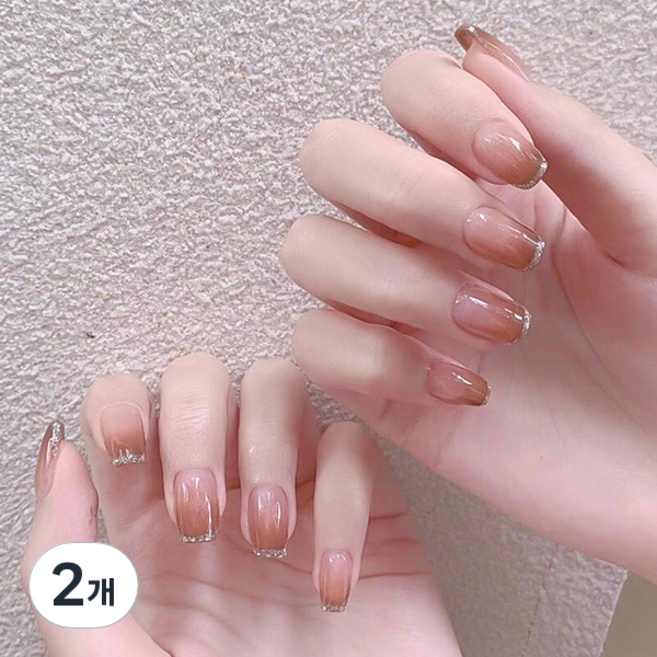 바르나 네일팁, N-268 누드 프렌치 골드펄, 2개